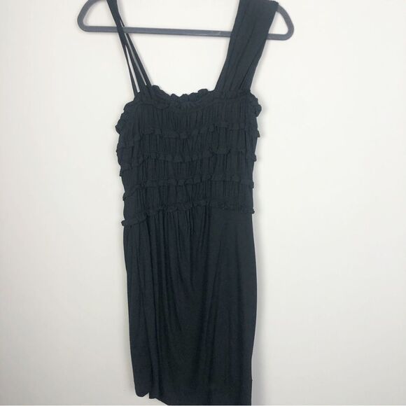 ANTHROPOLOGIE | LEIFNOTES Black Asymmetrical Divergent Dress Women’s Size M - Picture 8 of 10